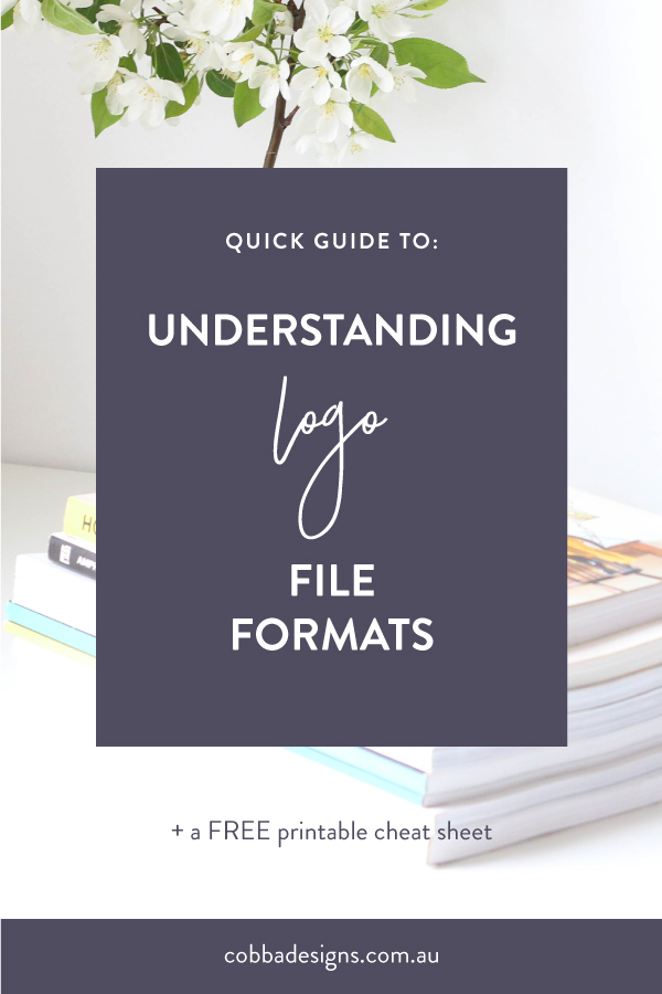 understanding logo file formats purple header with photo background of white desks book and a flower